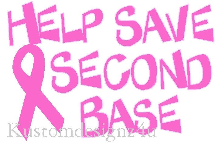 DIY Help Save 2nd Base iron-on shirt transfer Breast Cancer awareness NEW by kustomdesignzbyk