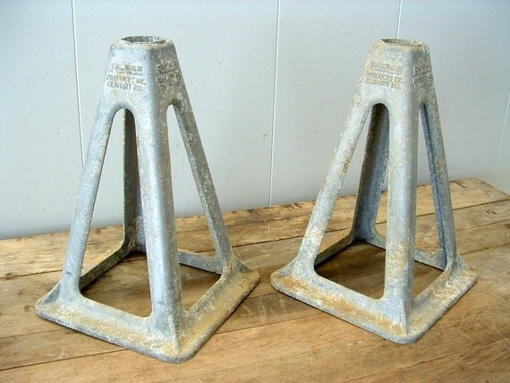 Vintage Pair Aluminum Trailer Jack Stand Parts by beneaththerust