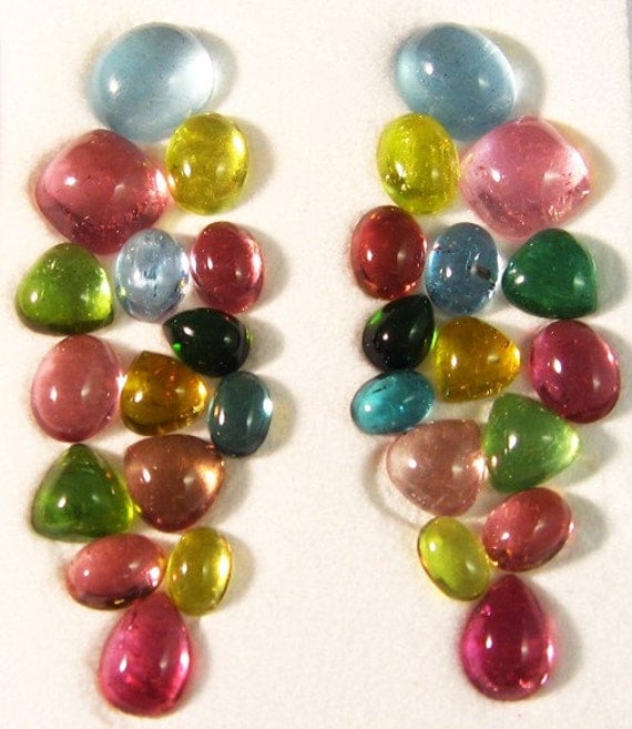 Pastel Confetti Cabochon Earring Set with Aquamarine