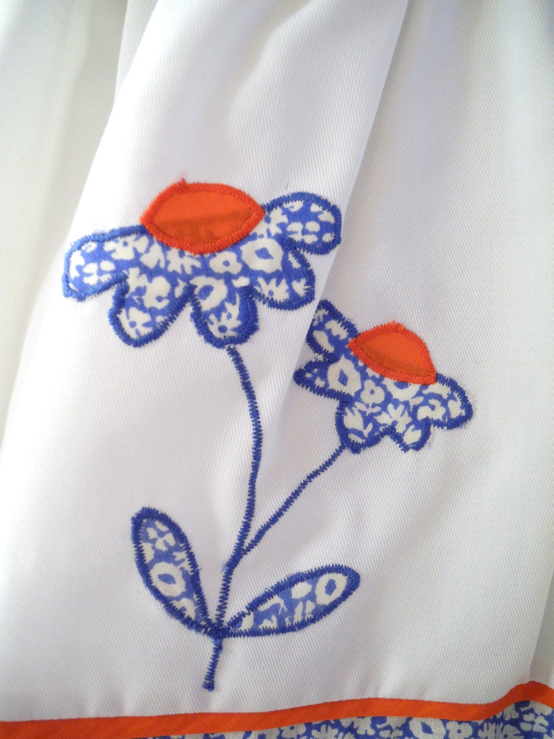 1960's White, Blue and Red "Daisy" Pinafore