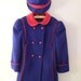 1940's London Fog Royal Blue Wool and Red Velvet Coat and Bonnet Set