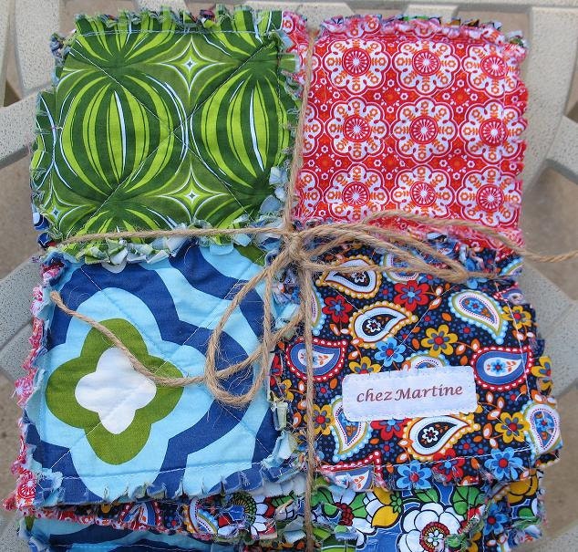 RESERVED rag quilt - bright primary colors Anthology reversible baby size