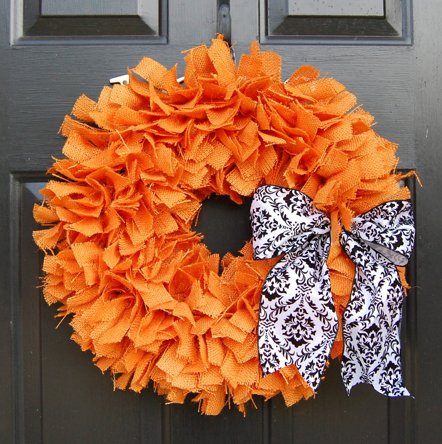 Halloween Burlap Rag Wreath