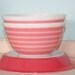3 Pink Pyrex Striped Bowls