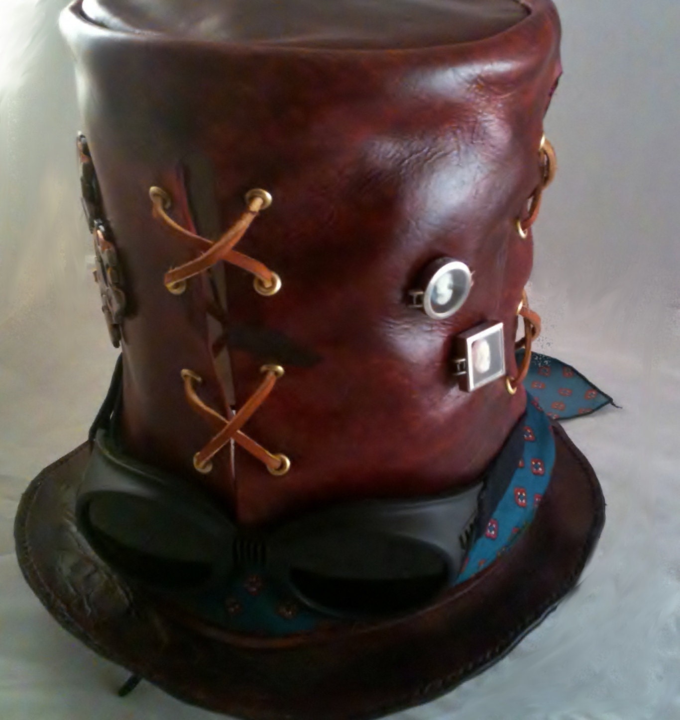 Red Steampunk Tophat with Goggles Made to Order