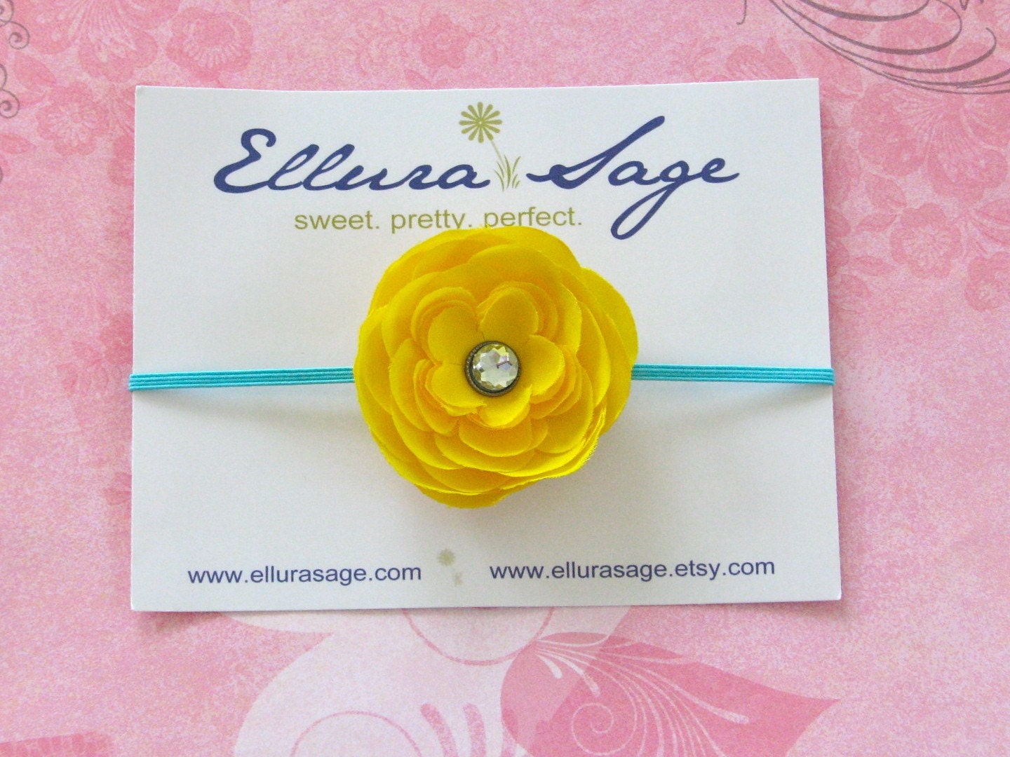 Baby Headbands - Bright Yellow Flower Skinny Headband - Baby Infant Toddler Adult Wedding Flower Girl Photography Prop
