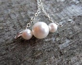White Swarovski Pearl Necklace, Sterling Silver 925 Necklace, Wedding Jewelry