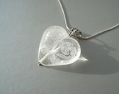 Glass lampwork necklace pendant white clear heart