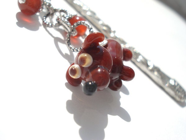 Bookmark dachshund and bone glass lampwork beads