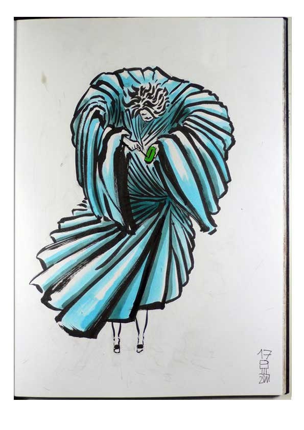 Later in the kitchen, in midstream, before rushing to close the window... Wall art print by Ivan Solbes