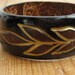 70s Bangle Bracelet Carved Wood Painted in Brown and Gold