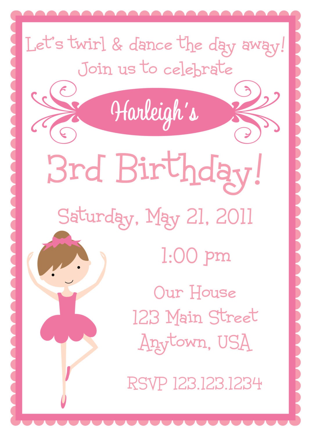 Ballet Birthday Invitations