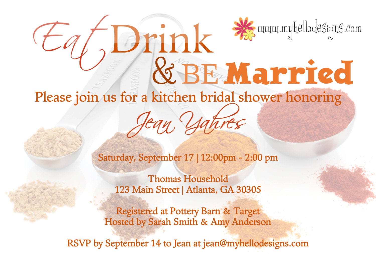 Kitchen Shower Invitation:  Spices