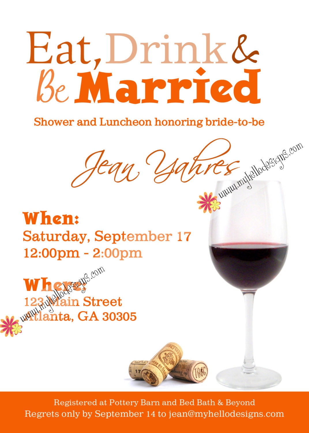 Bridal Shower Invitation: Wine Glass