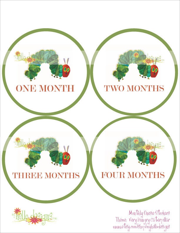 Monthly Onesie Sticker (Neutral): Very Hungry Caterpillar (FREE JUSTBORN STICKER)