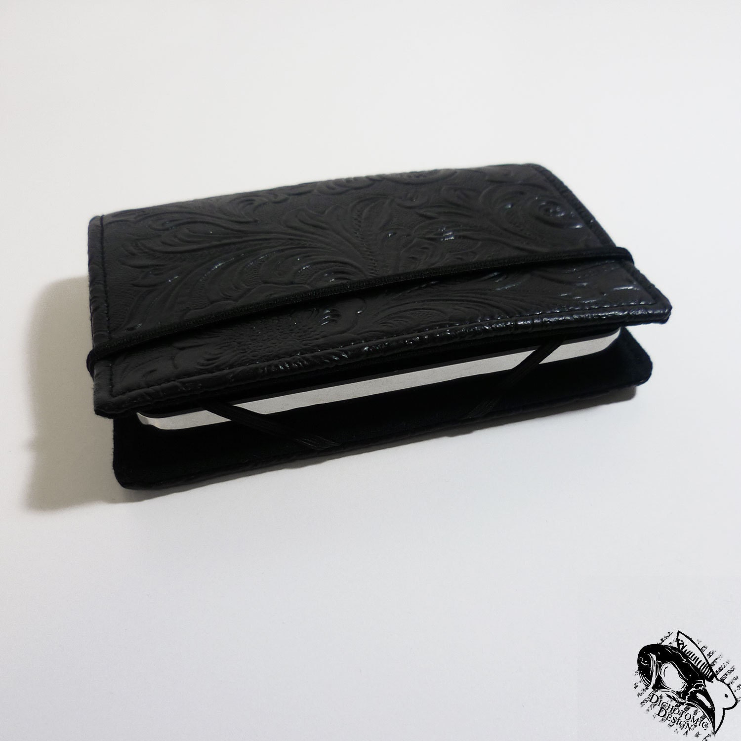 iPod Classic Case, iPod Touch Case, iPhone Case, iPod Cover, iPod Protector - Made to Order - Black Floral Embossed Vinyl