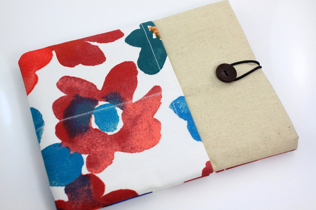 iPad Case, iPad Sleeve, iPad Cover, PADDED, with pockets for iPhone - Poppy Flower