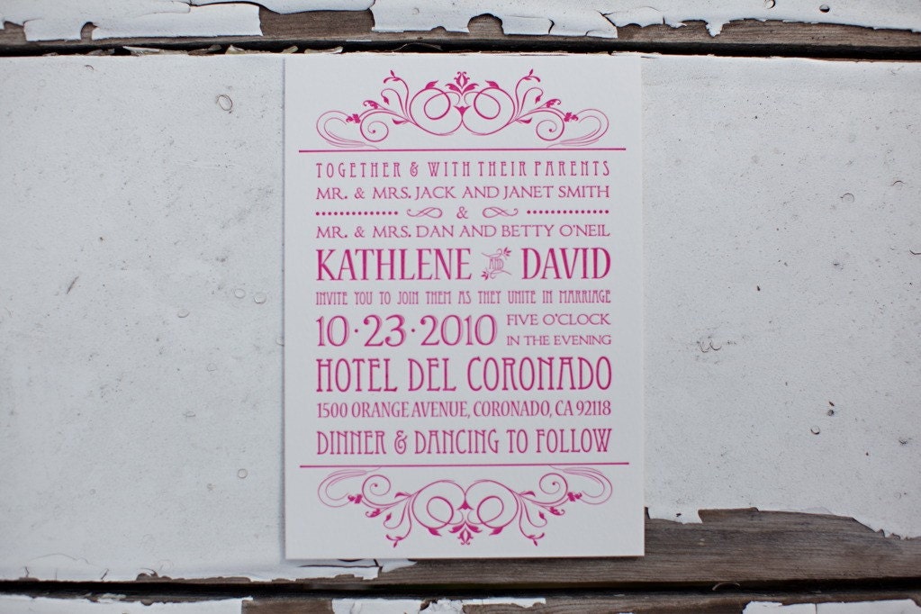 Letterpress Wedding Invitations and Reply Postcards