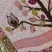 Owl baby girl quilt of flannel & cotton in pink, chocolate brown, sage, white with tree