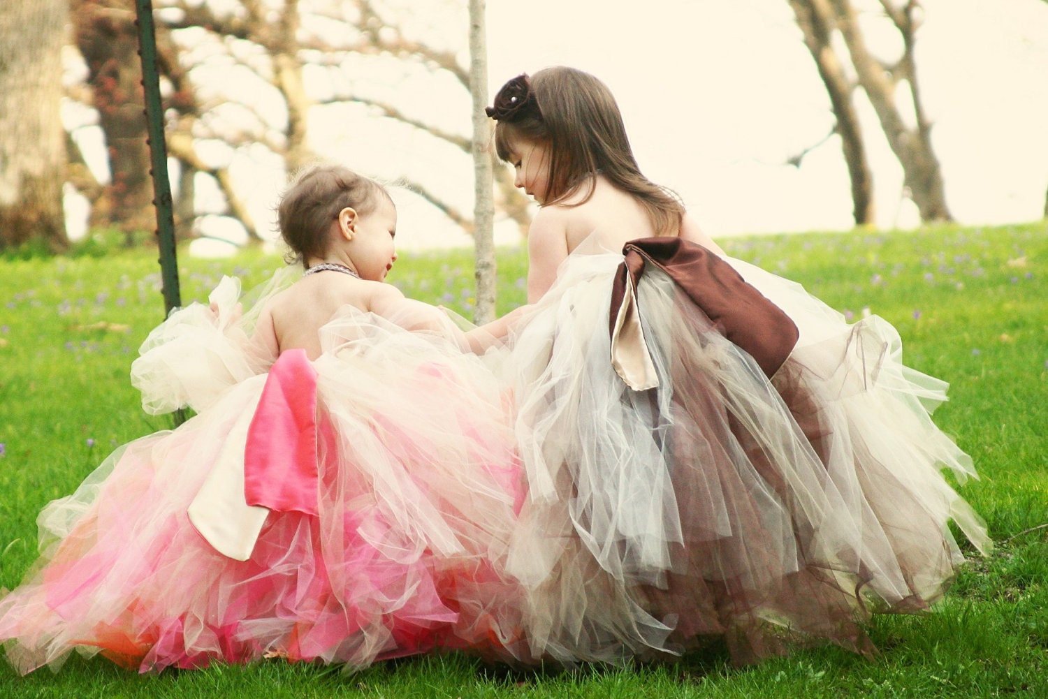 Fall Flower girl tutu dress, Chocolate Brown Champagne Tutu Dress/Gown. Custom tutu dress