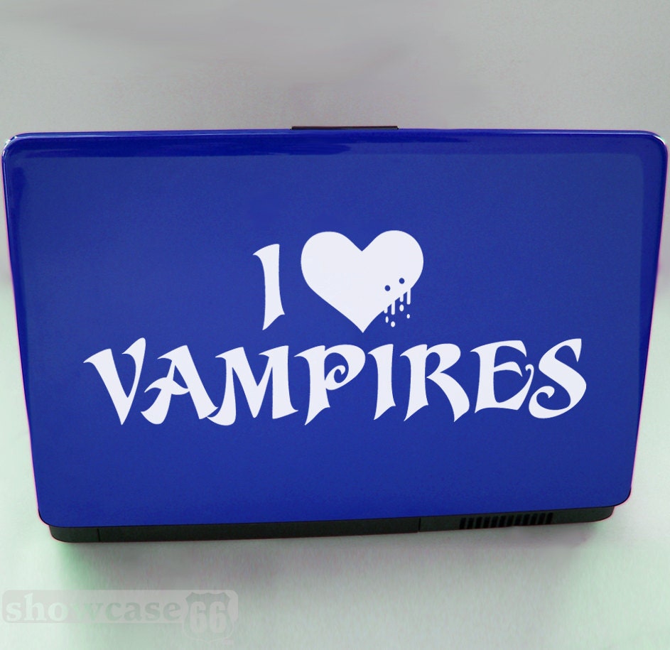 I Love Vampires - Vinyl Laptop Art - Free Shipping - Wall Decal,