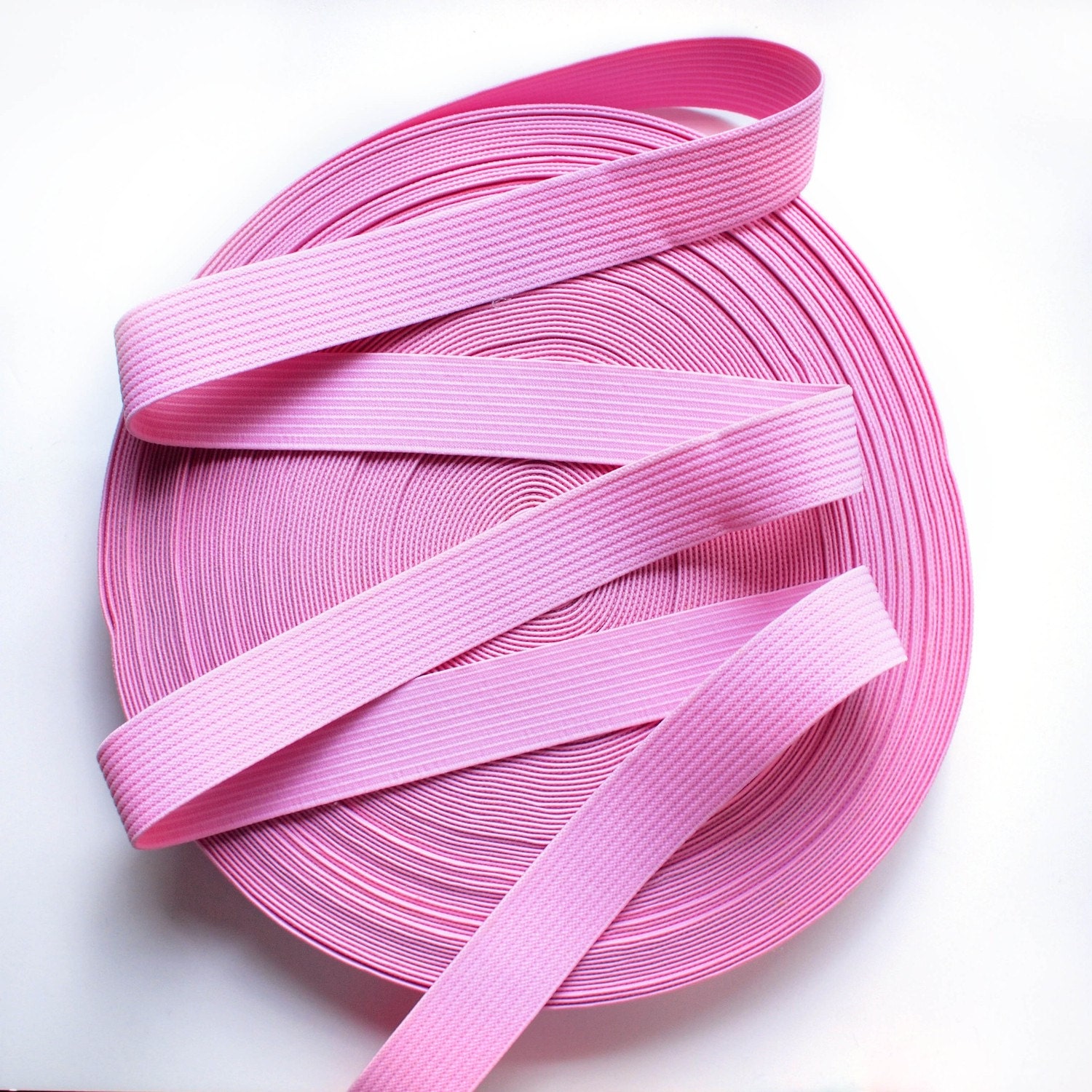 1 1/4" Light Pink Ridged Textured Stretch Elastic Band (2 Yards)