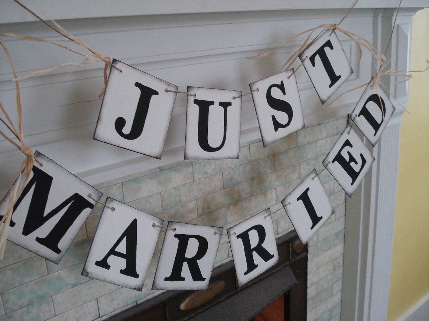 Rustic JUST MARRIED Car Sign Wedding Reception Decorations Wedding Garland Photo Prop Great for the Back of Your Car