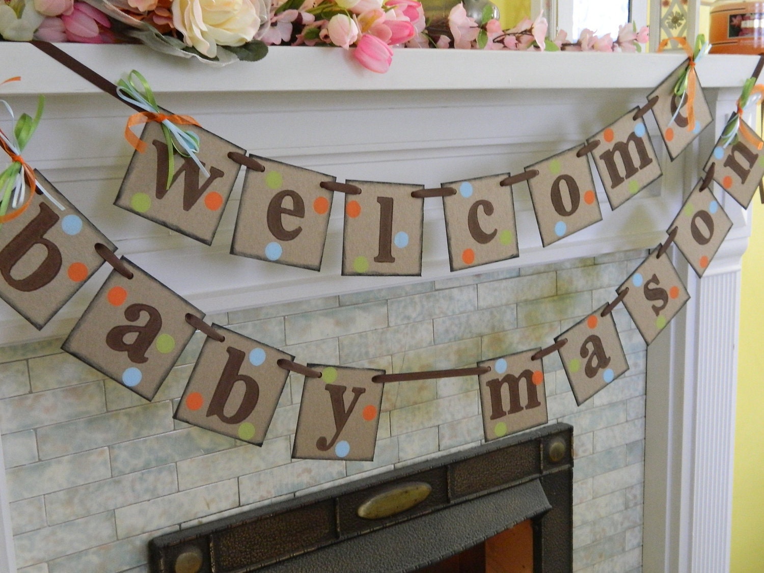 WELCOME BABY Banner Baby Shower Decoration in multi Polka Dots Nursery Decor Photo Prop You Pick the Colors