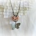 Butterfly and roses - Romantic Necklace blue turquoise Pink resin flower cameo verdigris patina ivory filigree gift for her Woodland jewelry