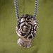 Sugar Skull Necklace Bronze Sugar Skull Pendant on 24" Gunmetal Chain