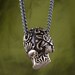 Sugar Skull Necklace Bronze Sugar Skull Pendant on 24" Gunmetal Chain