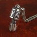 Rockabilly Necklace Microphone Antique Silver Microphone Pendant on 24" Antique Silver Chain