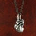 Small Anatomical Heart Necklace Antique Silver Small Anatomical Heart Pendant on 24" Gunmetal Chain