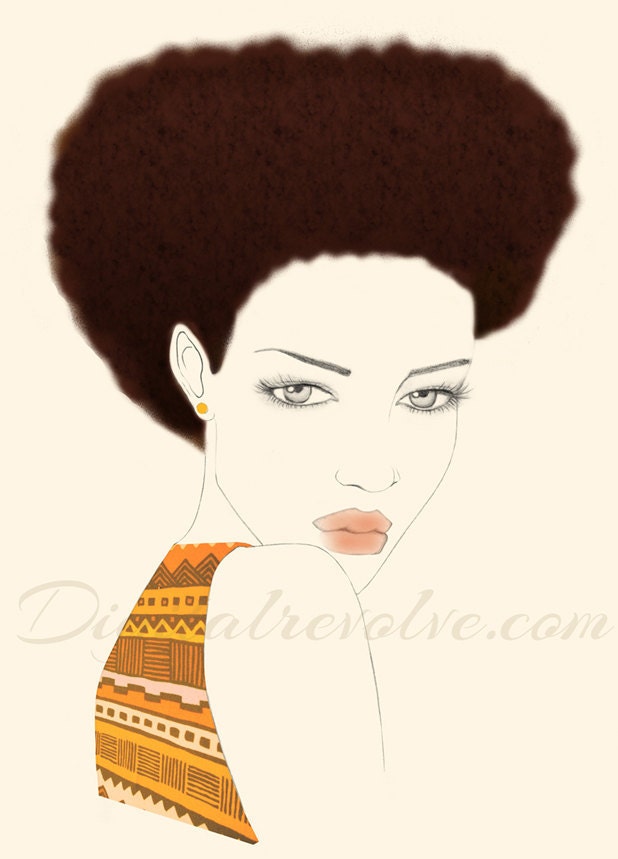 Fashion illustration - Afro styled hair with my sheek african print