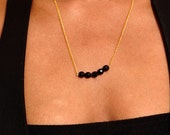 Opaque Black or Red Facetted Beaded Necklace