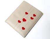 Synthetic Leather iPad case - Red Hearts