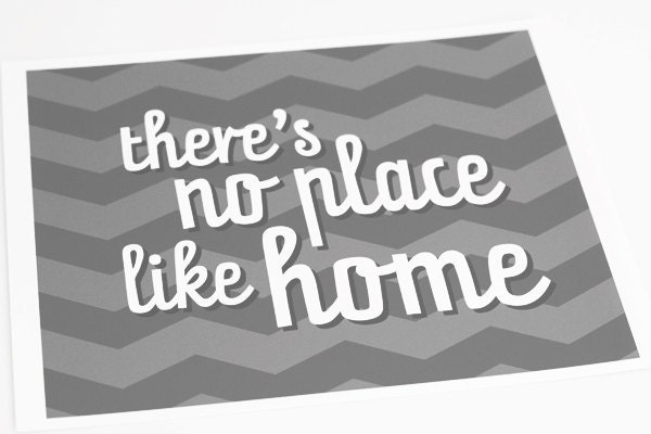 No Place like Home Art Print / Choose your Color & Background / 8x10 / Typography Wall Art Poster