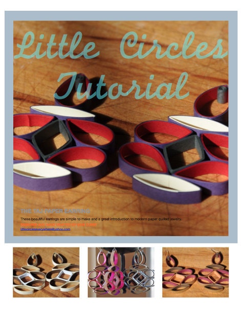 Taj Earring PDF Tutorial Learn to Make Quilled Paper Earrings Red Blue White Black Yellow Orange Pink Purple Green Gold Silver