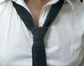 4 Skinny Ties in Black Merino Wool, Wedding Ties, Crochet, Custom Handmade - KoutureCrochet