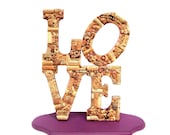 Customized Handmade Vintage Wine Cork Letter LOVE Statue - Vineyard Weddings -  Robert Indiana - Shabby Chic -  Decor