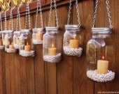 Hanging Mason Jar Luminary Lantern - Set of 10