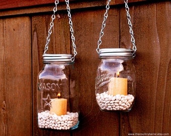DIY Hanging Mason Jar Luminary Lantern Lids - Set of 2