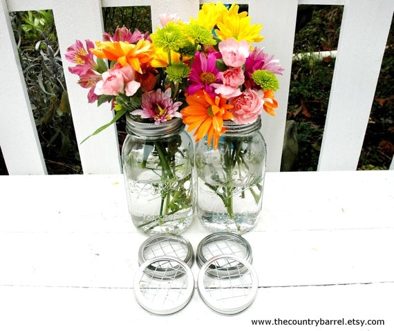 Mason Jar Flower Frog Lids - Set of 6 - Upcycled DIY Flower Arrangers or Potpourri Lids