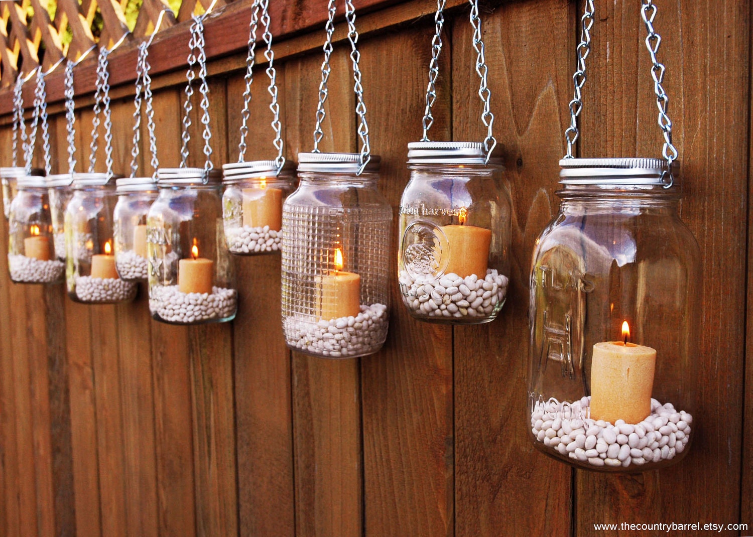 Hanging Mason Jar Luminary Lantern - Set of 10