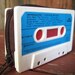 retro wallet, red turquoise & brown ecofriendly cassette case, OoaK handmade from recycled materials // FREE SHIPPING //