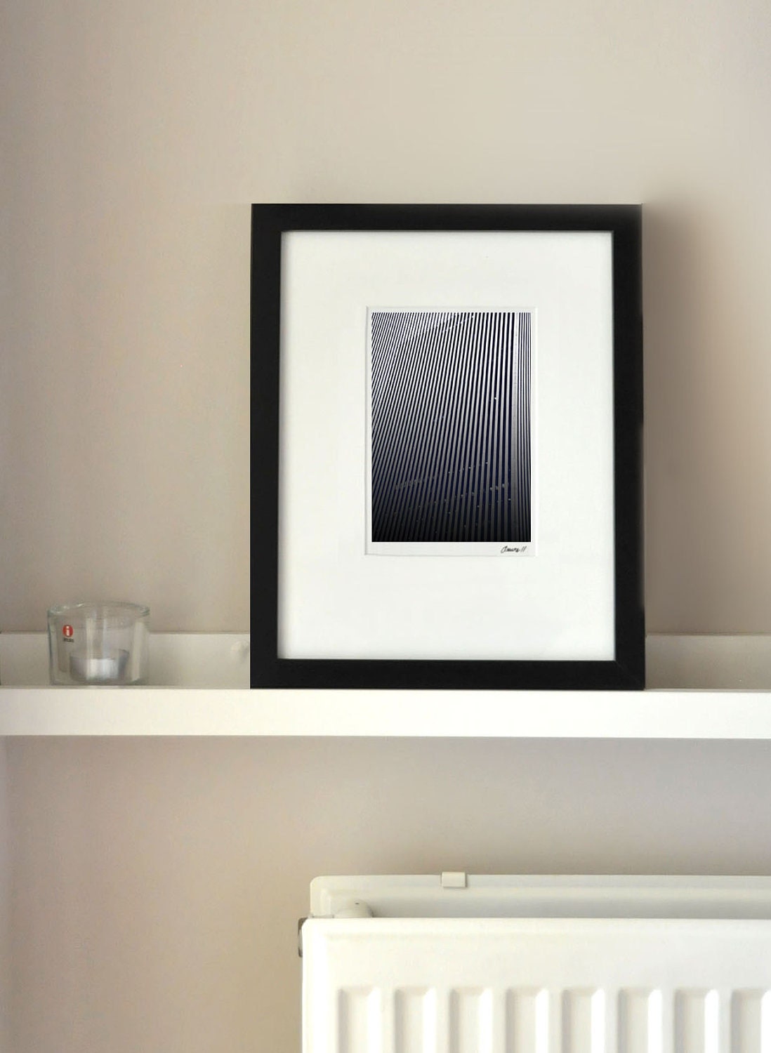 NYC Building Lines - Black and White Abstact Modern Contemporary Graphic Skyline - 8"x12" Size (Can also be 8"x10",larger, custom sizes)