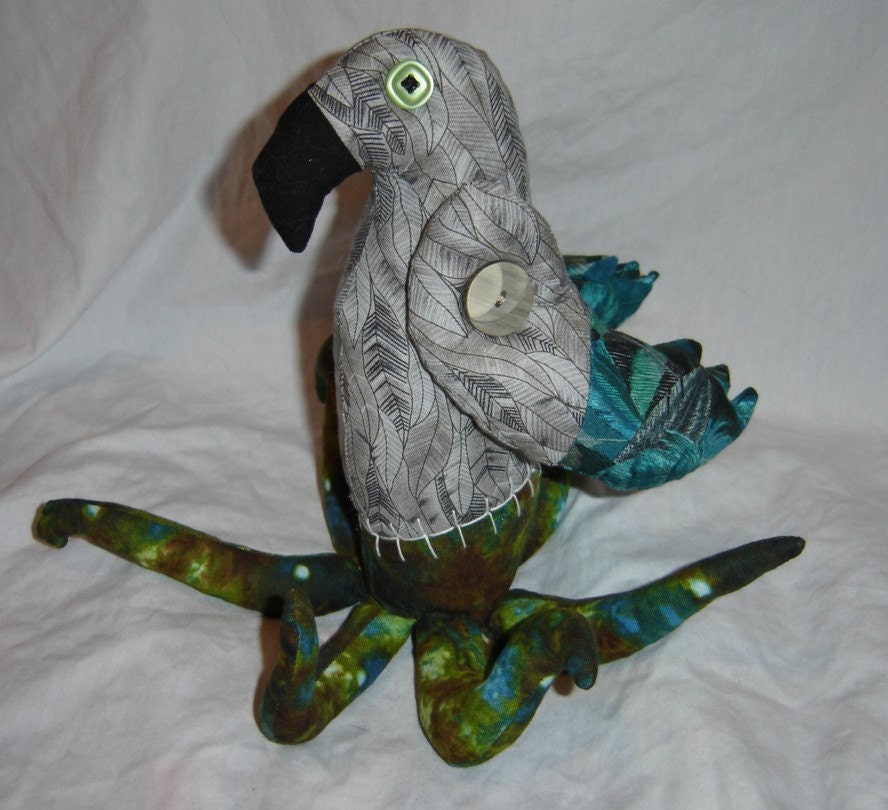 Octopus Parrot doll plus toy monster Frankenstein stitches altered creature ooak weird unique humor