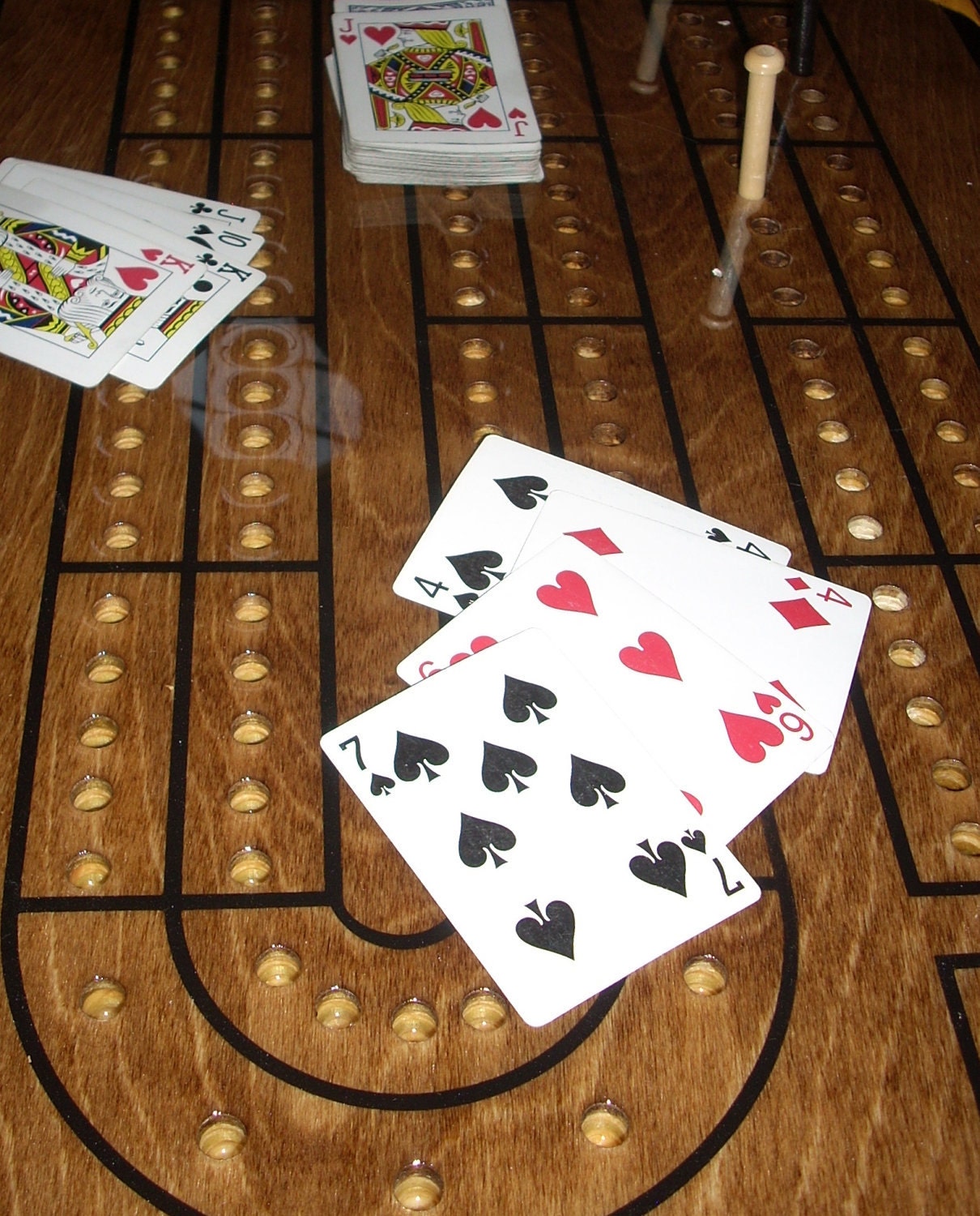 Game Table Cribbage Board Coffee Table in Early American Finish, Father's Day Gift