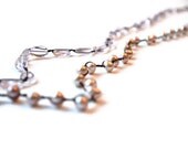 Rose Quartz and Pink Pearl Necklace, Rustic Hand Knotted Macrame, Thai Silver Clasp