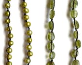 Pearl and Peridot Necklace, Candy Apple Green, Freshwater Baroque, Opera Length, Rustic Single Strand